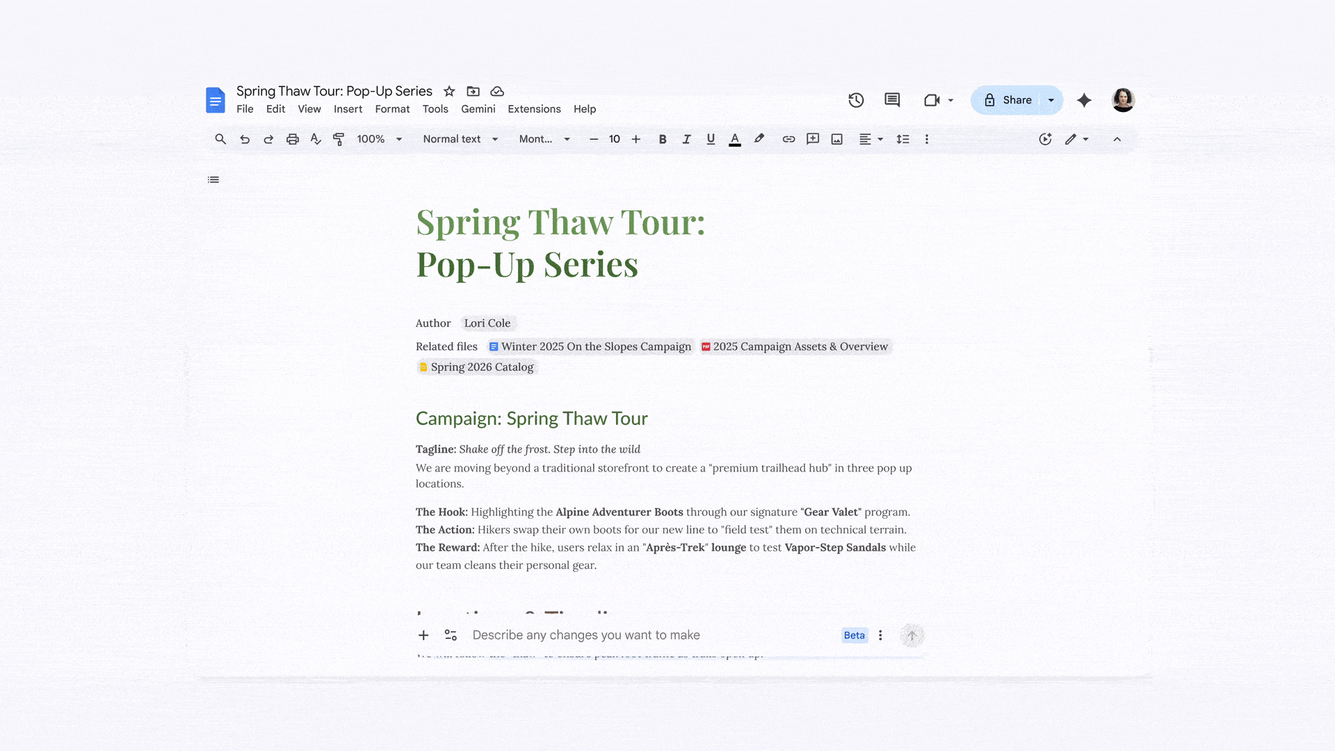 Gemini can make changes throughout your document, even if you don’t select a specific section to refine.